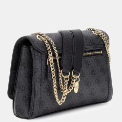 Guess Noelle II Chain Shoulder Bag Faux Leather Clo Coal Logo