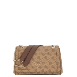 Guess Noelle II Shoulder Bag Chain Leather Effect Lgw Latte