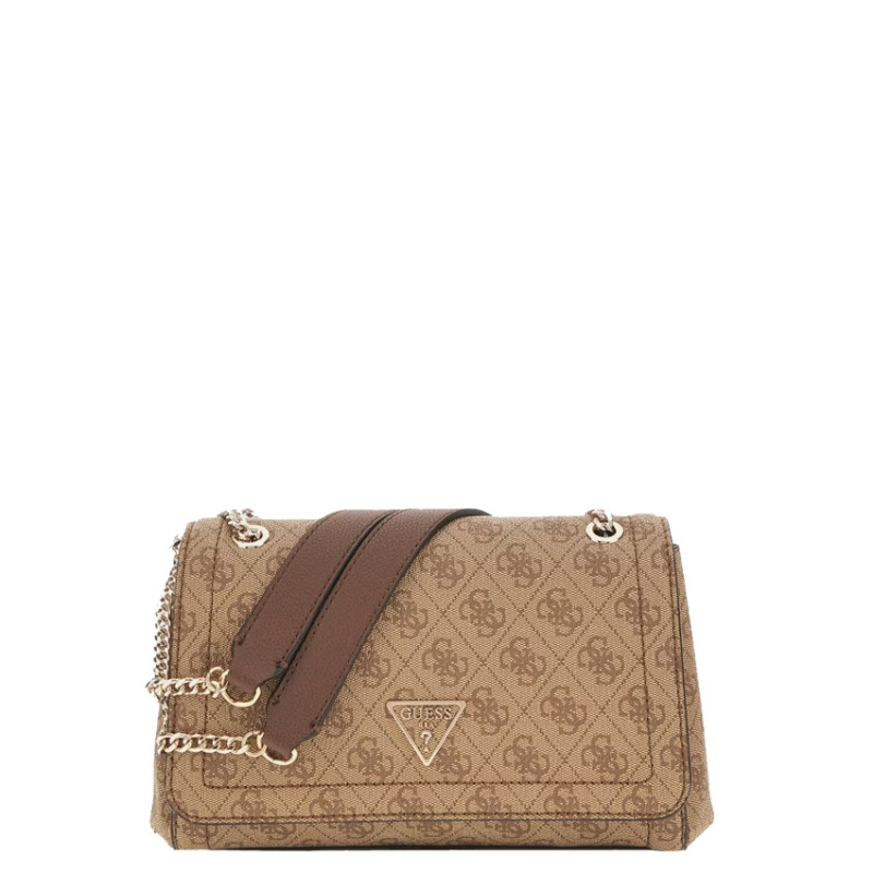 Guess Noelle II Shoulder Bag Chain Leather Effect Lgw Latte