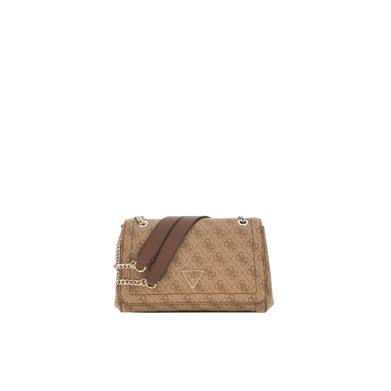 Guess Noelle II Shoulder Bag Chain Leather Effect Lgw Latte