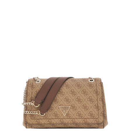 Guess Noelle II Shoulder Bag Chain Leather Effect Lgw Latte