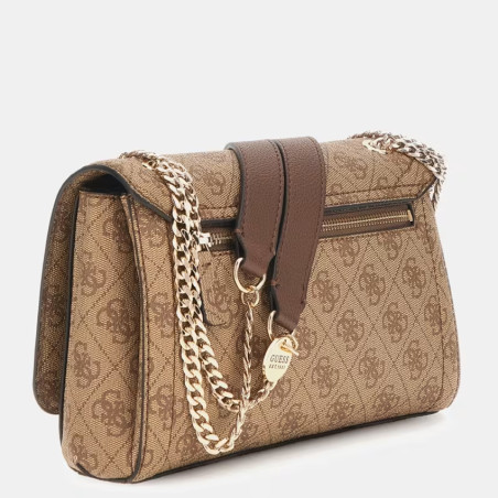 Guess Noelle II Shoulder Bag Chain Leather Effect Lgw Latte
