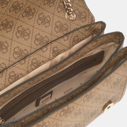Guess Noelle II Shoulder Bag Chain Leather Effect Lgw Latte
