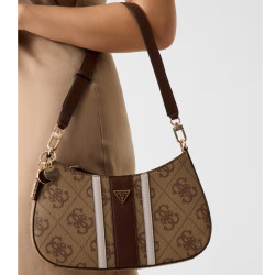 Guess Noelle II Sac Porté Epaule Effet Cuir Avec Détails Lgw Latte près