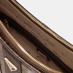 Guess Noelle II Shoulder Bag Leather Effect with Details Lgw Latte