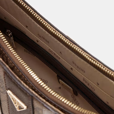 Guess Noelle II Sac Porté Epaule Effet Cuir Avec Détails Lgw Latte ouvert