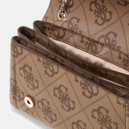 Guess Noelle II Sac Bandoulière En Chaîne Effet Cuir Avec Détails Lgw Latte ouvert