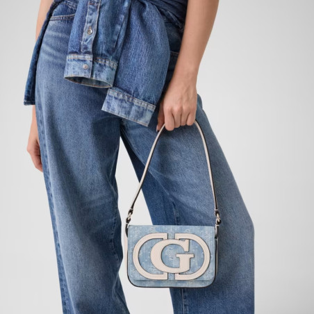 Guess Ruby Sac Porté Travers 100% Coton Dlp Bleu Clair