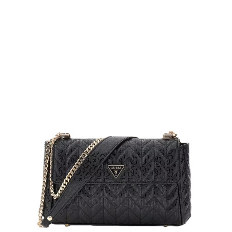 Guess Stacey Crossbody Bag in Faux Leather with Chain Strap Black