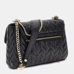 Guess Stacey Crossbody Bag in Faux Leather with Chain Strap Black