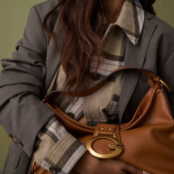 Guess Camden Medium Shoulder Bag Cognac Faux Leather