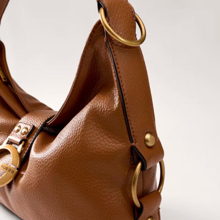 Guess Camden Medium Shoulder Bag Cognac Faux Leather
