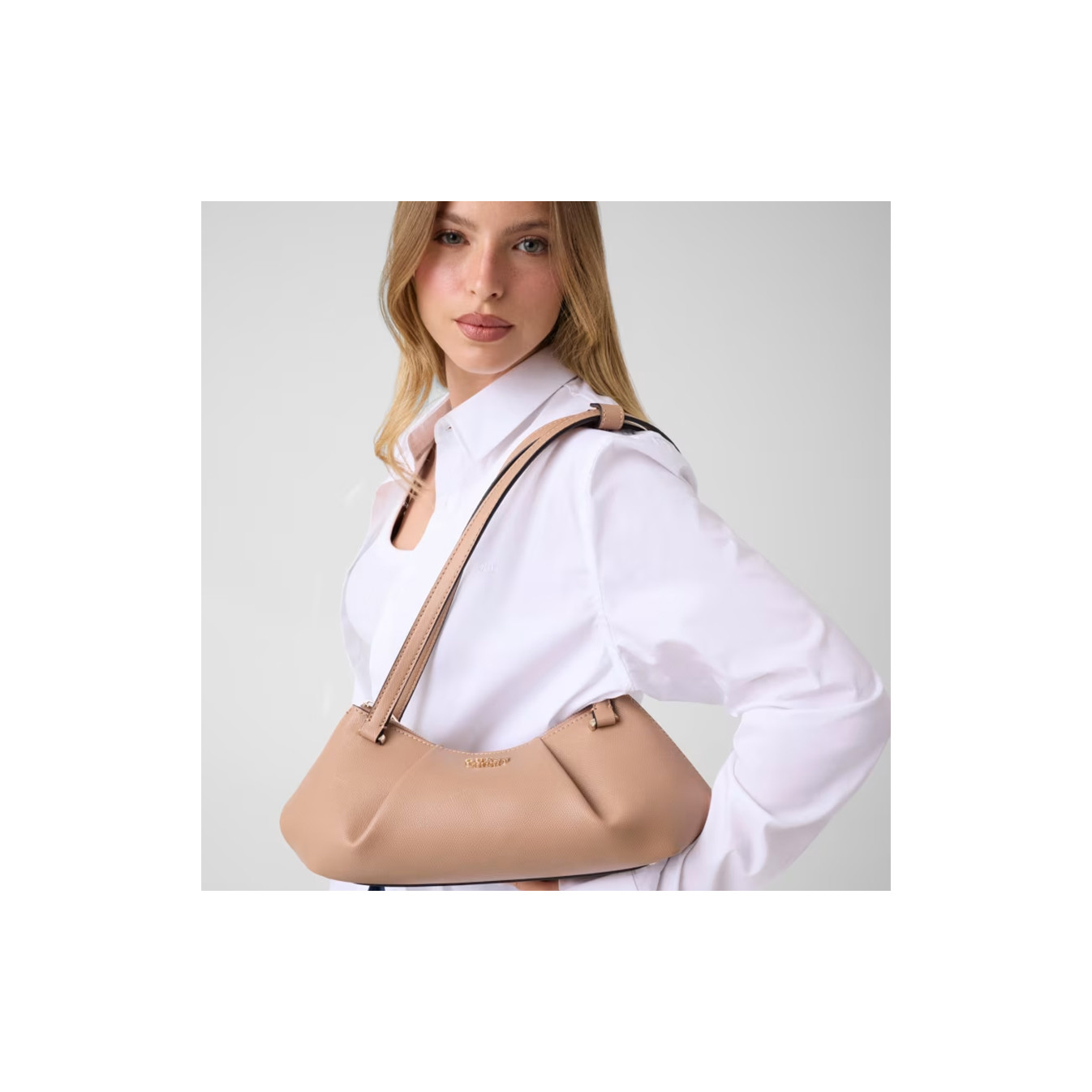 Guess Amorette Hobo Satchel Bag with Removable Strap Beige