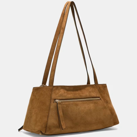 Guess Devon Faux Leather Velvet Baguette Bag Cognac