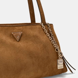 Guess Devon Faux Leather Velvet Baguette Bag Cognac
