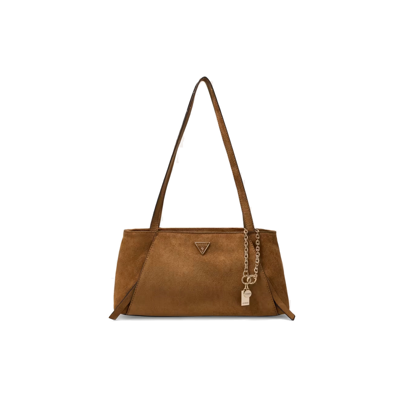 Guess Devon Faux Leather Velvet Baguette Bag Cognac