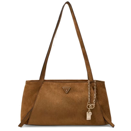 Guess Devon Faux Leather Velvet Baguette Bag Cognac