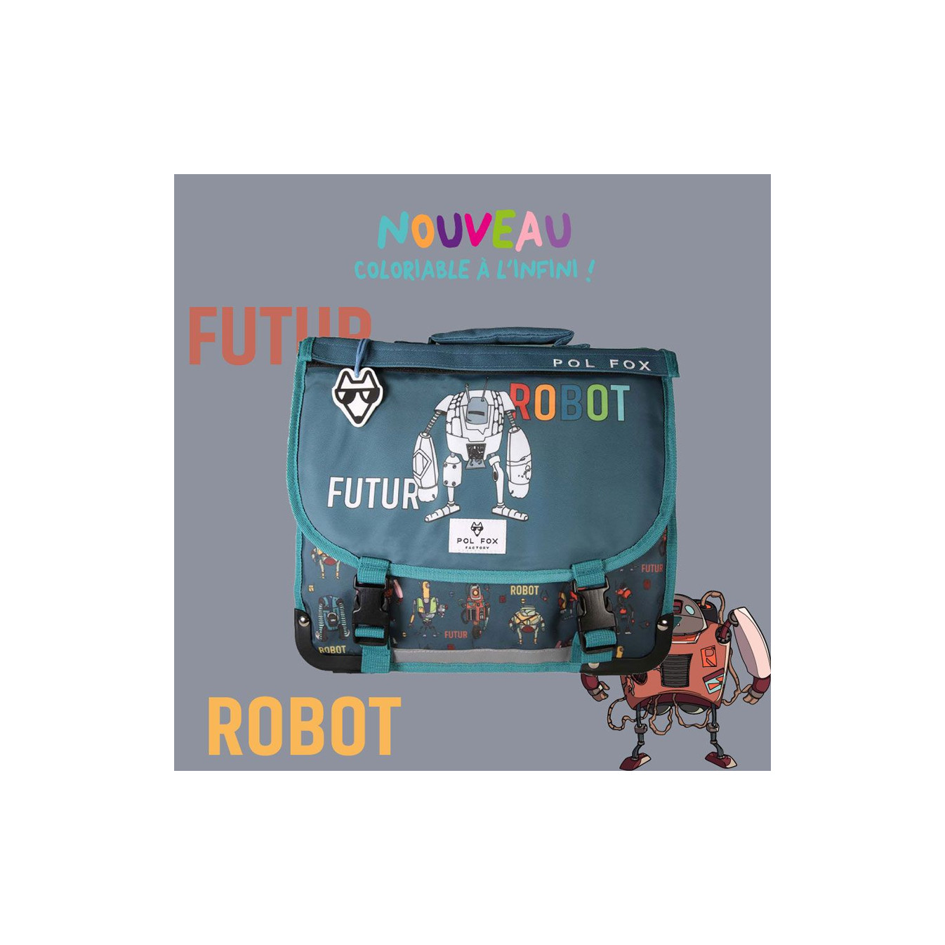Pol Fox Reversible Backpack 35cm Robot