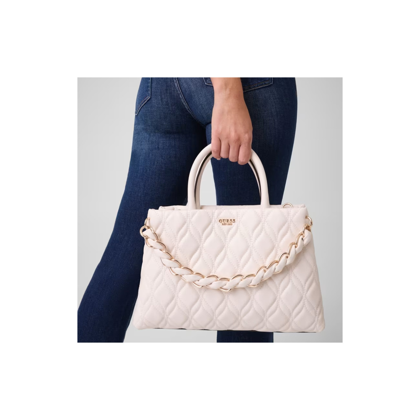 Guess Maxine Grand Matelassé Off White Handbag