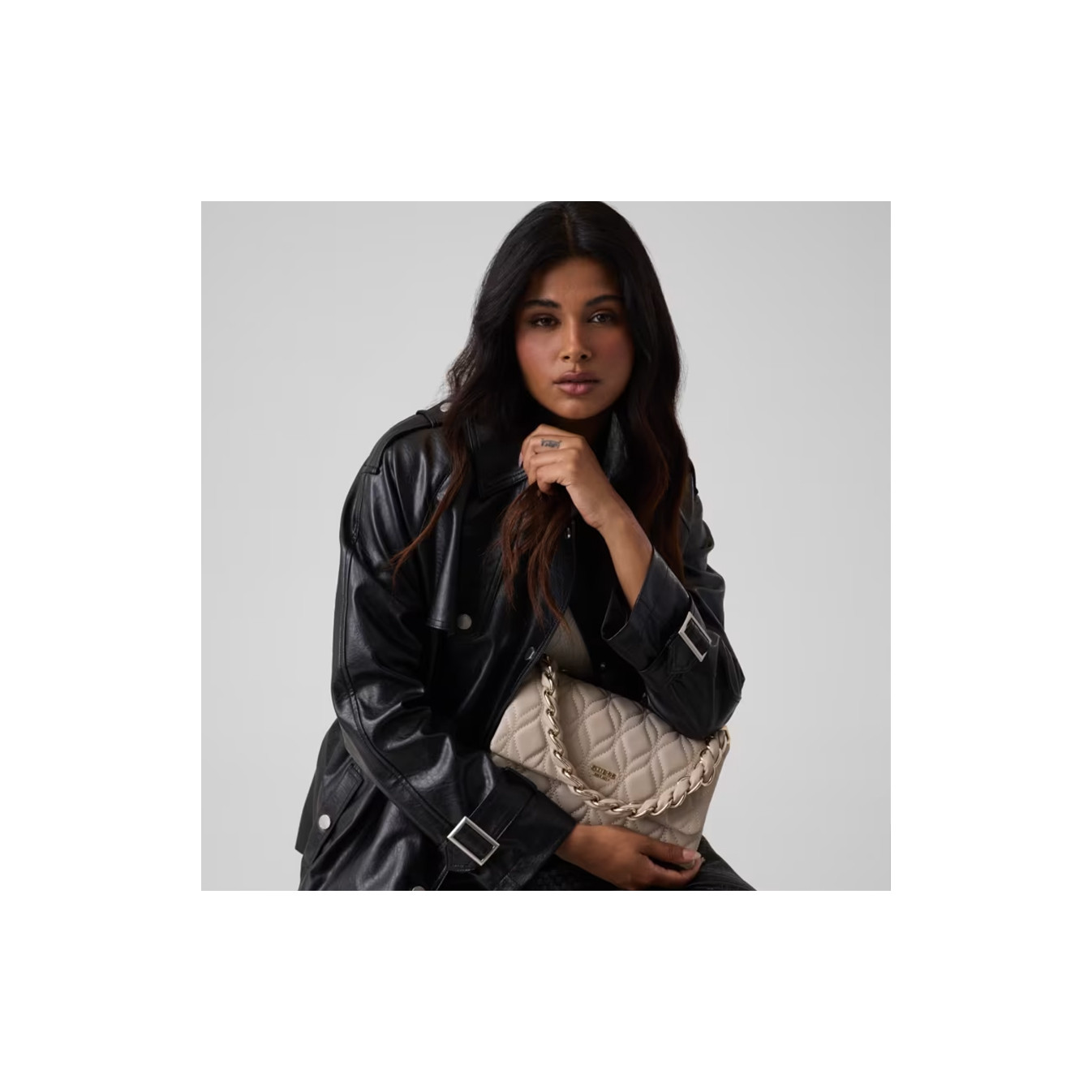 Guess Maxine Shoulder Bag Quilted Light Taupe