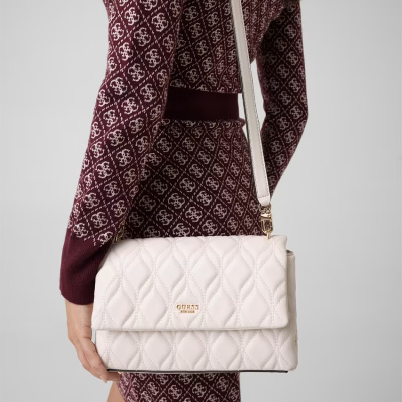 Guess Maxine Shoulder Bag Quilted Off White