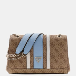 Guess Noelle II Shoulder Bag in Chain Faux Leather LLU Brown Multi