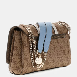 Guess Noelle II Shoulder Bag in Chain Faux Leather LLU Brown Multi