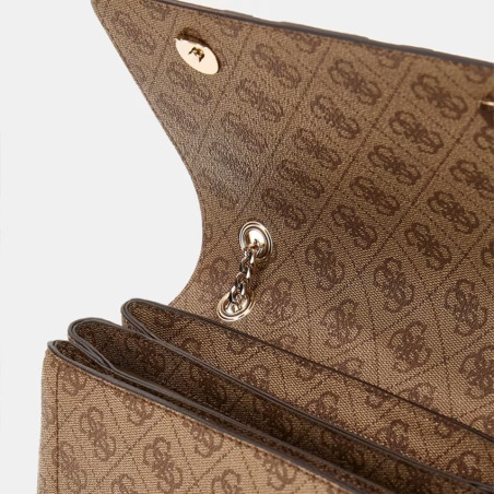 Guess Noelle II Shoulder Bag in Chain Faux Leather LLU Brown Multi