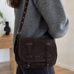 Mila Louise Bess 1V Crossbody Bag with Stud Details in Dark Brown