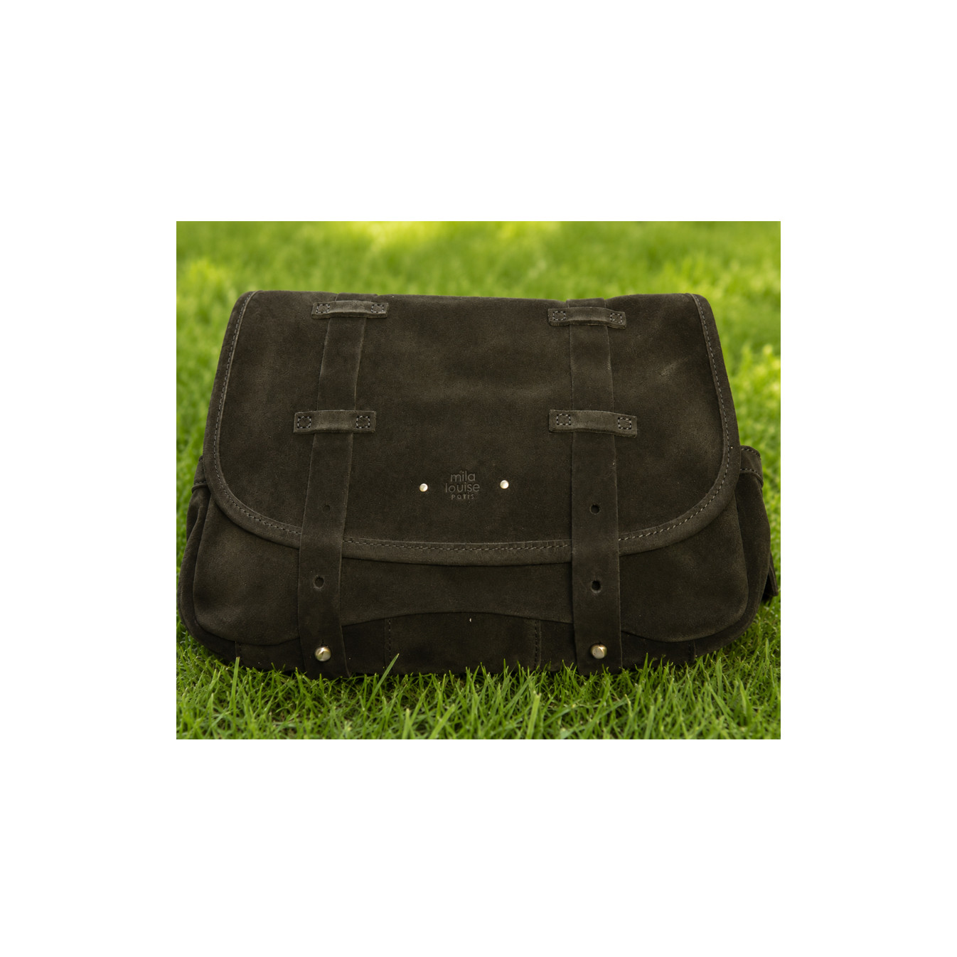 Mila Louise Bess 1V Crossbody Bag with Stud Details in Kaki Dark