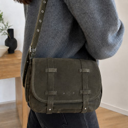 Mila Louise Bess 1V Crossbody Bag with Stud Details in Kaki Dark