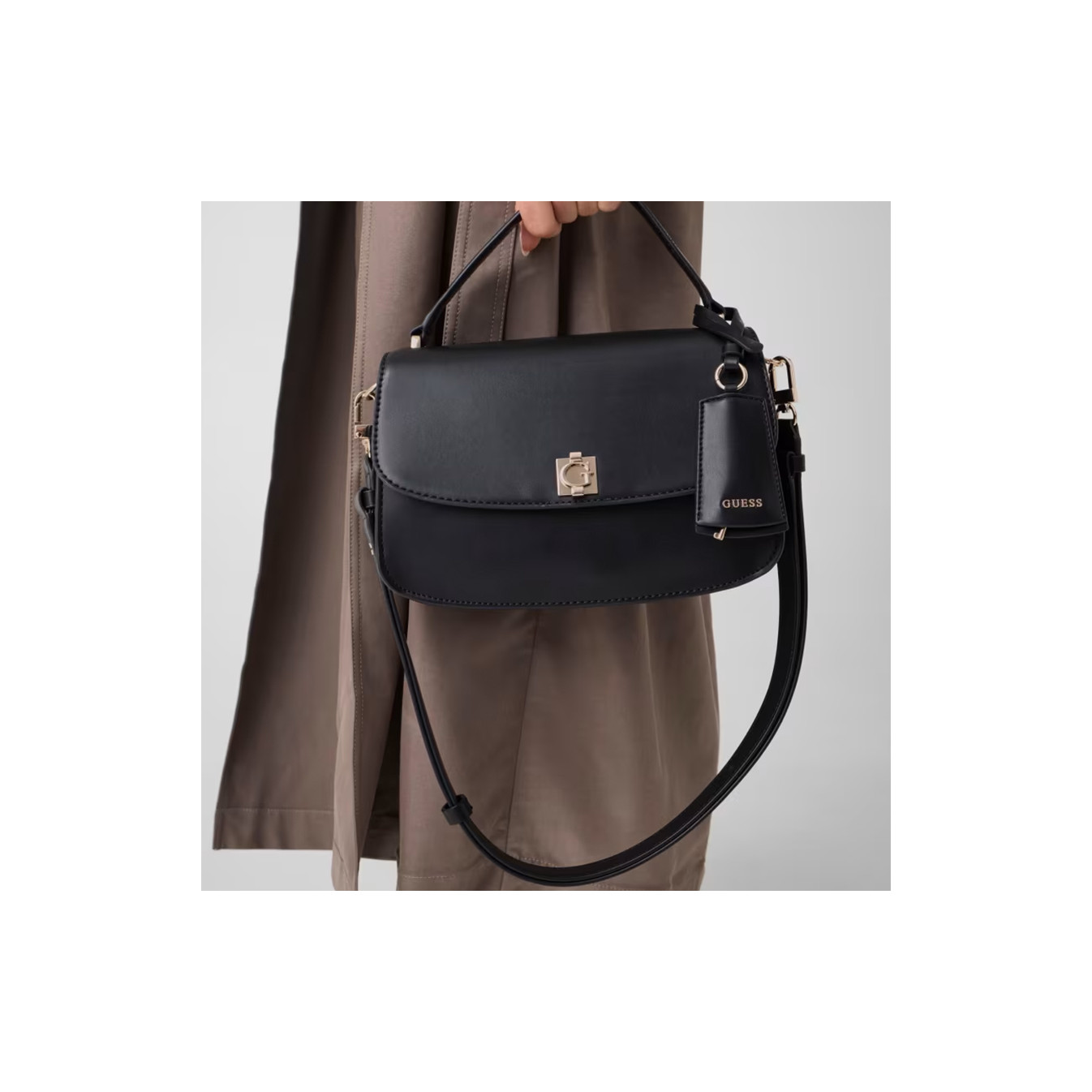 Guess Audrey Black Faux Leather Handbag
