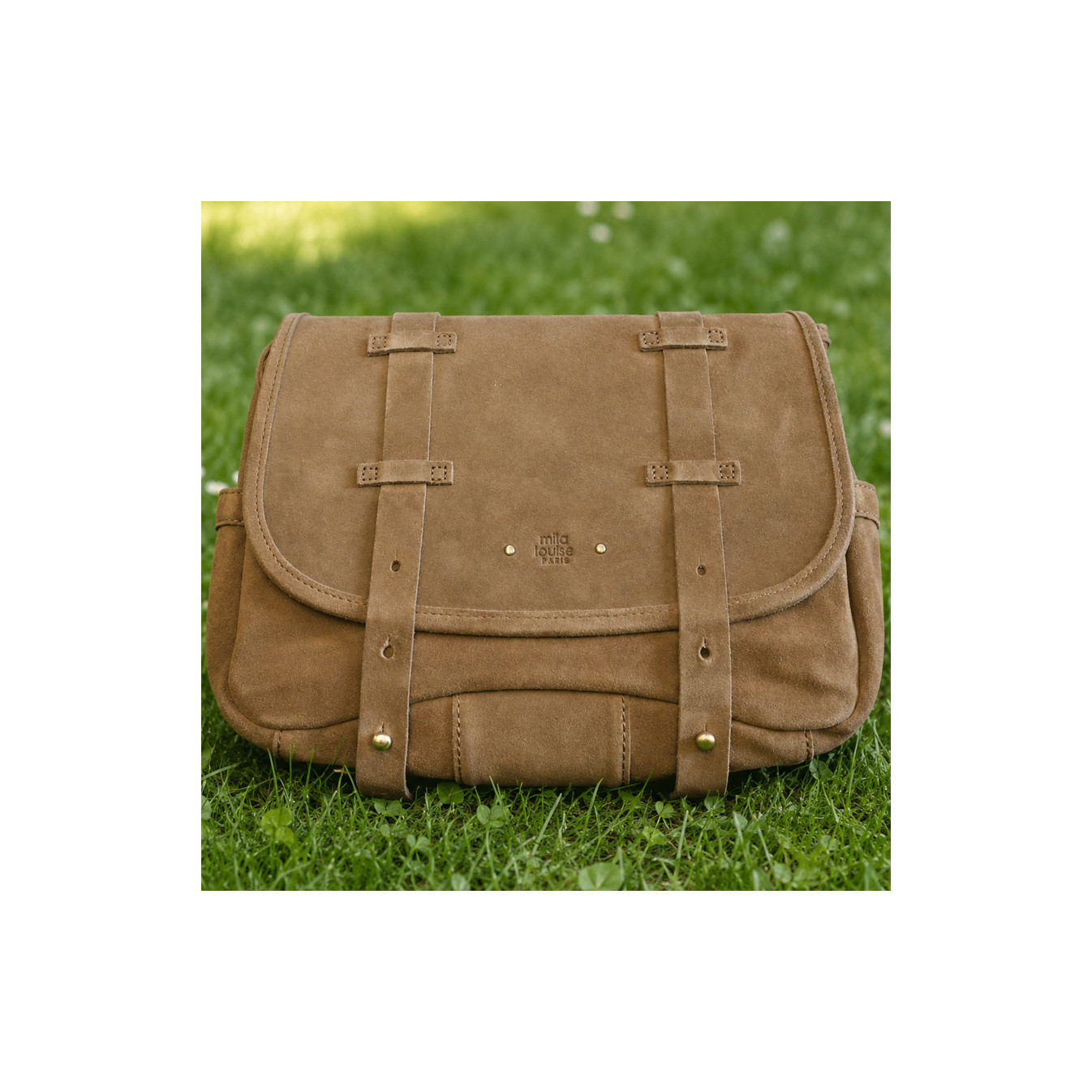 Mila Louise Bess 1V Crossbody Bag with Stud Details in Ocre Dark Le...
