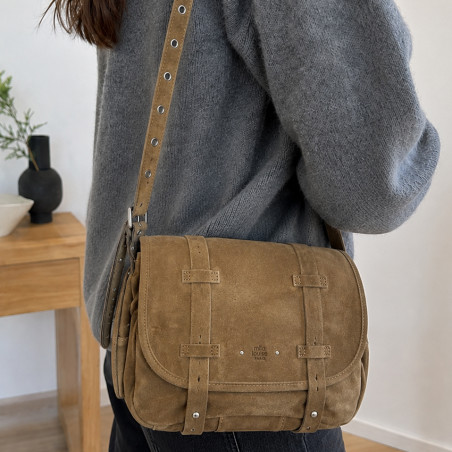 Mila Louise Bess 1V Crossbody Bag with Stud Details in Ocre Dark Le...