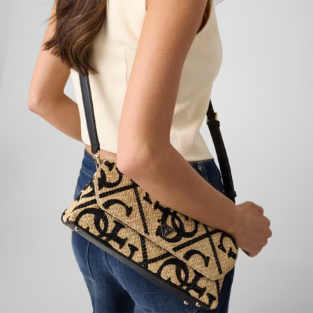 Guess Kirsten Mini Handbag Clutch Bag Natural Black