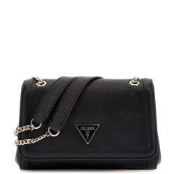 Guess Noelle II Shoulder Bag with Chain Saffiano Leather Effect Black