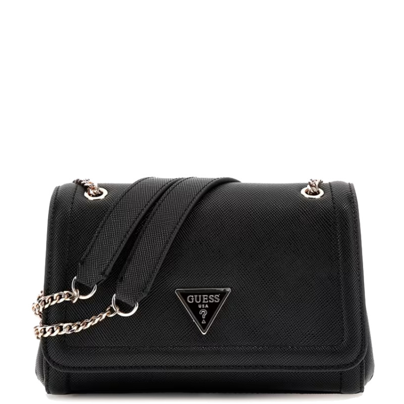 Guess Noelle II Shoulder Bag with Chain Saffiano Leather Effect Black