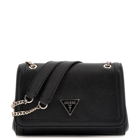 Guess Noelle II Shoulder Bag with Chain Saffiano Leather Effect Black