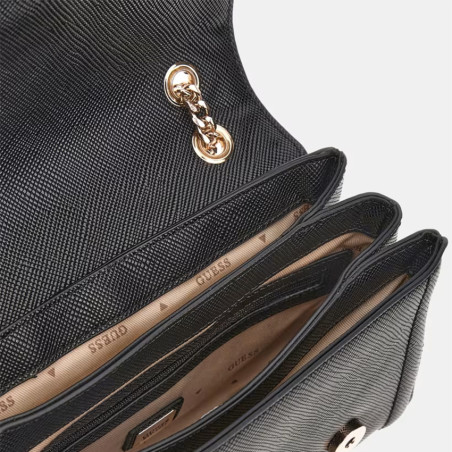 Guess Noelle II Shoulder Bag with Chain Saffiano Leather Effect Black