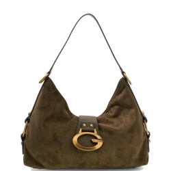 Guess Camden Medium Shoulder Bag Faux Nubuck Olive