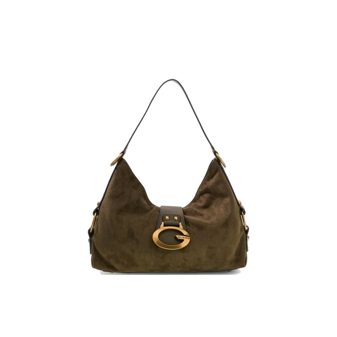Guess Camden Medium Shoulder Bag Faux Nubuck Olive