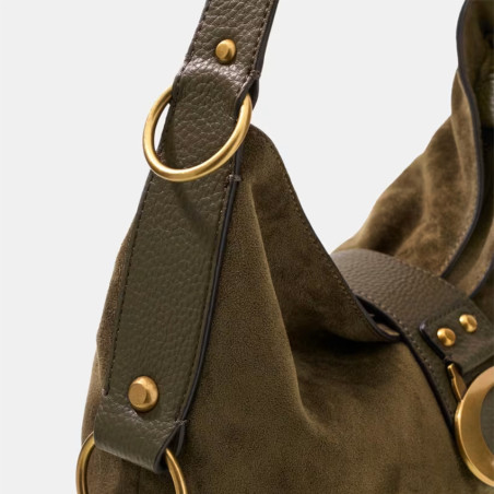 Guess Camden Medium Shoulder Bag Faux Nubuck Olive