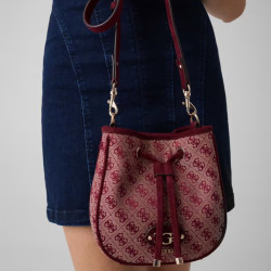 Guess Samantha Mini Bucket Bag MTG Red Multi