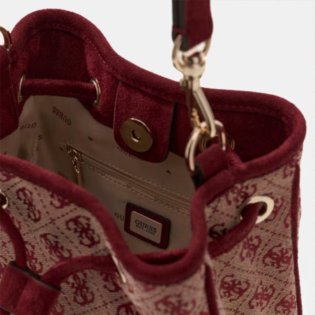 Guess Samantha Mini Bucket Bag MTG Red Multi