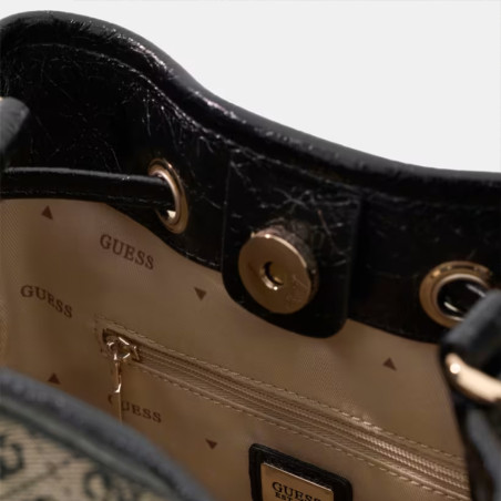 Guess Samantha Mini Bucket Bag Black Logo