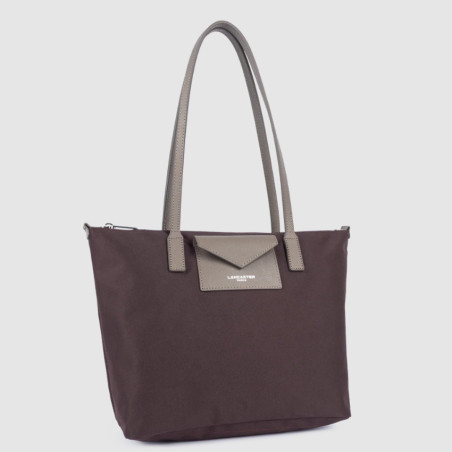 Lancaster Smart Kba Sac Cabas Porté Épaule 516-30 Bordeaux Taupe côté