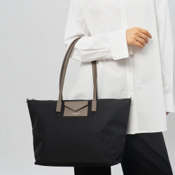 Lancaster Smart Kba Grand Sac Cabas Porté Épaule 516-31 Noir Taupe porté main