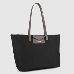 Lancaster Smart Kba Grand Sac Cabas Porté Épaule 516-31 Noir Taupe côté