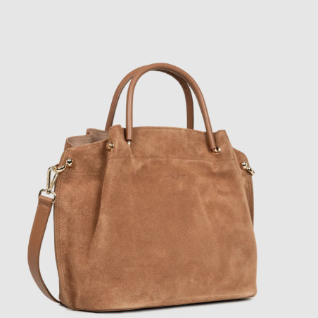 Lancaster Suède Louisa Grand Sac A Main 470-104 Moka côté