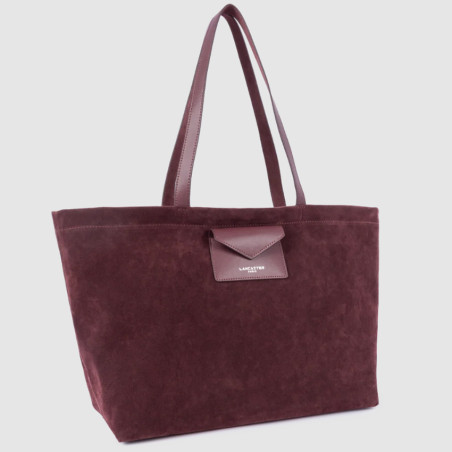 Lancaster Suedine KBA Grand Sac Shopping Aspect Suédine 518-063 Bordeaux côté